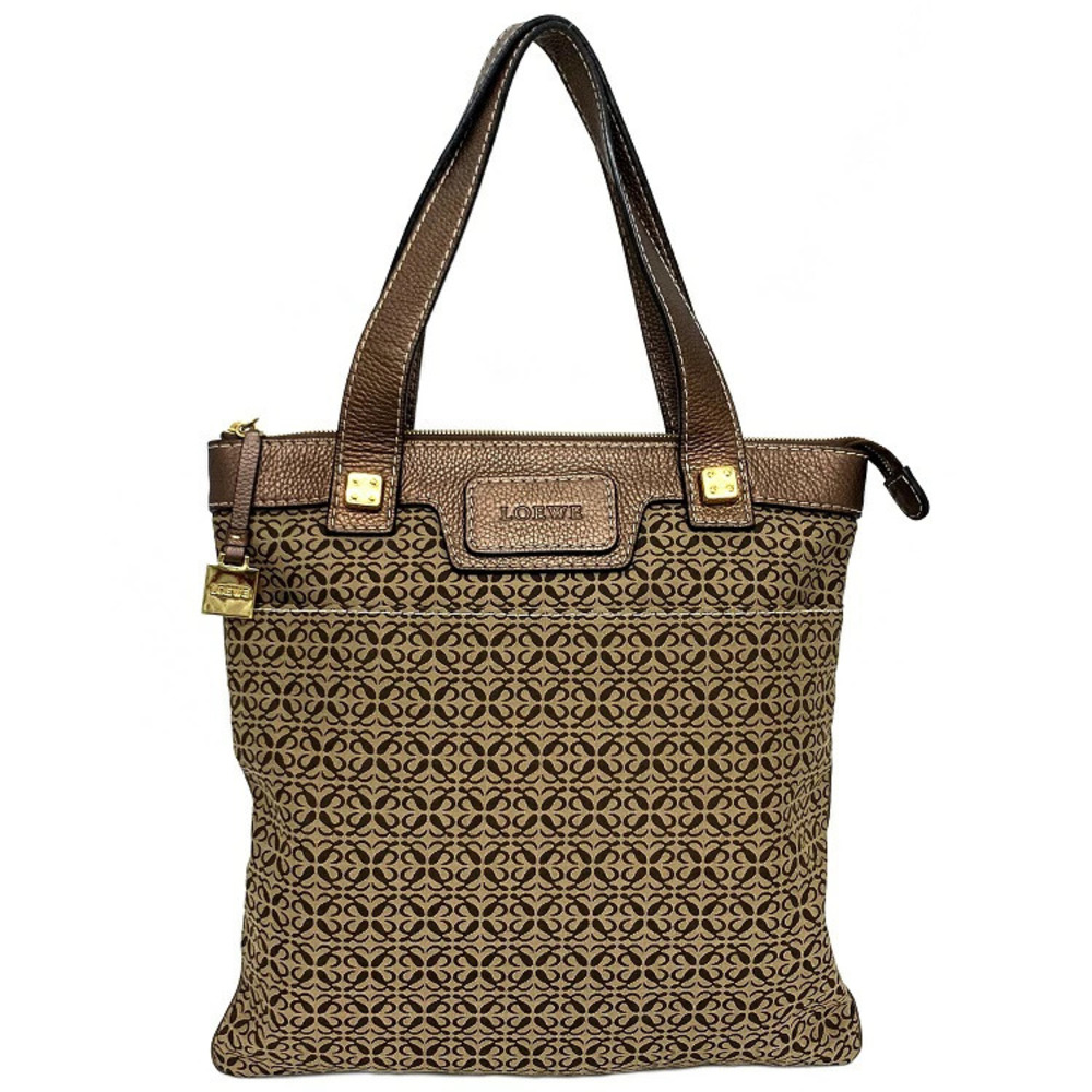 Loewe Tote Bag Beige Gold Amazona Vertical All over Handbag Shoulder Exterior
